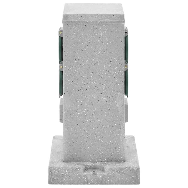 vidaXL Utendørs stikkontakt med plugg 4-veis steingrå 16x16x29,5 cm