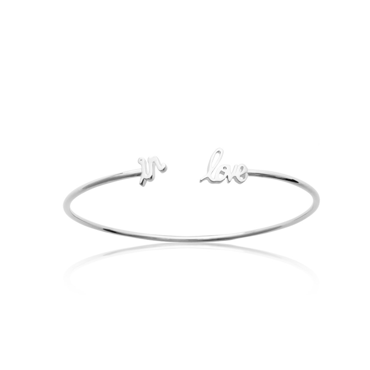 Bracelet jonc en argent ou plaqué or jaune IN LOVE - Lorenzo R