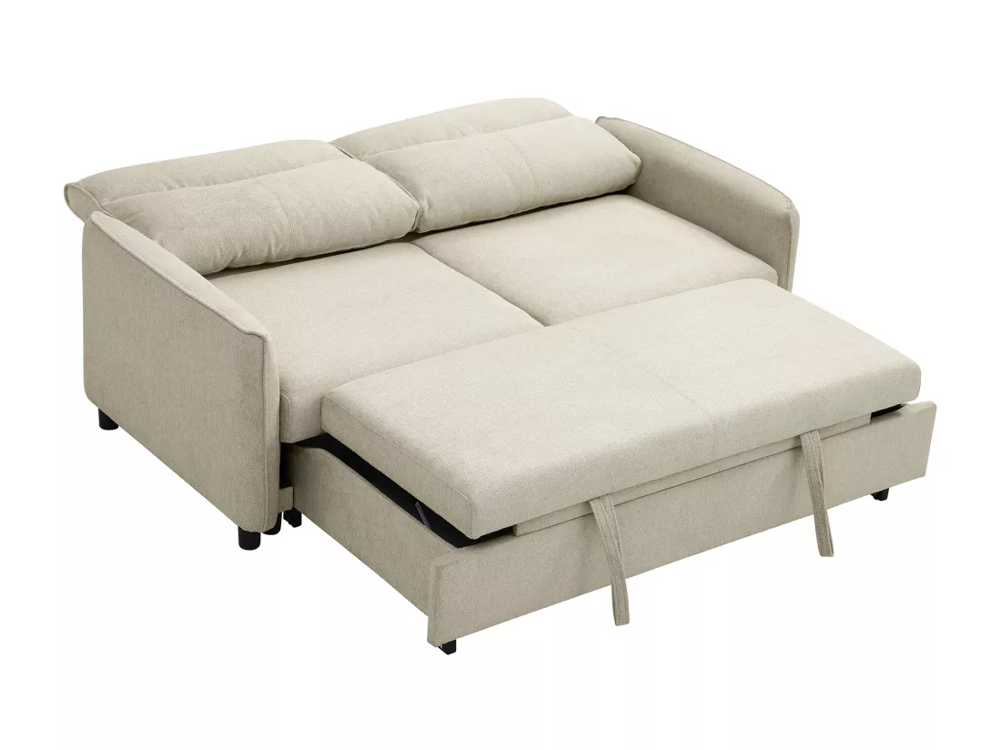 Canapé 3 places convertible en tissu beige IPANEDA