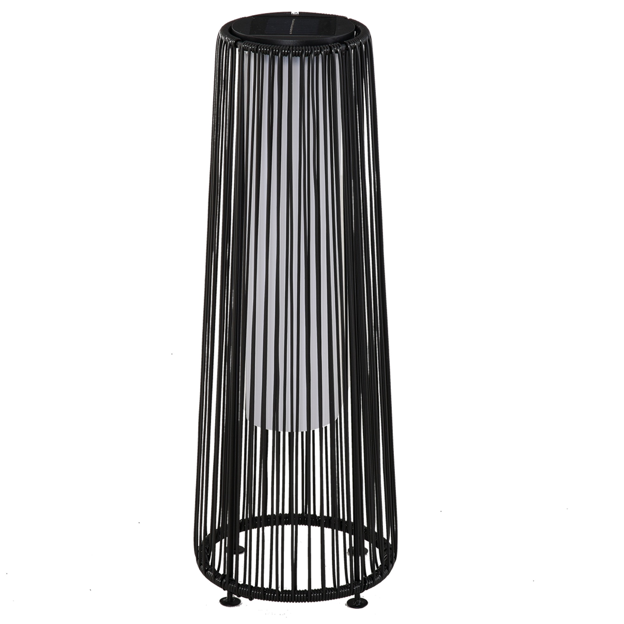 Luminária de chão Outsunny em vime de rattan com energia solar, LED de 0,8 W, interruptor de controle automático de luz, decoração para exteriores, Ø21,5 x 61 cm, preta.