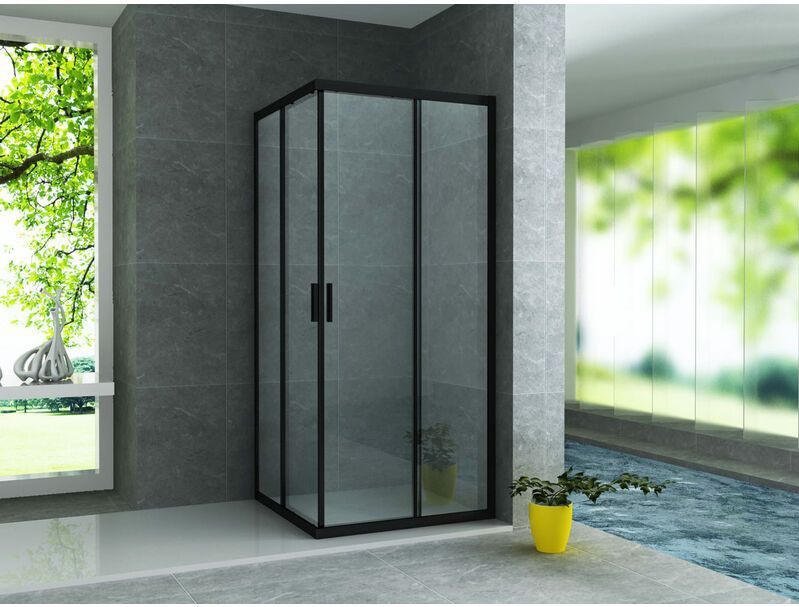 Alvoro - Pure - Douchecabine - Zwart - Glas - Ruimtebesparend ontwerp