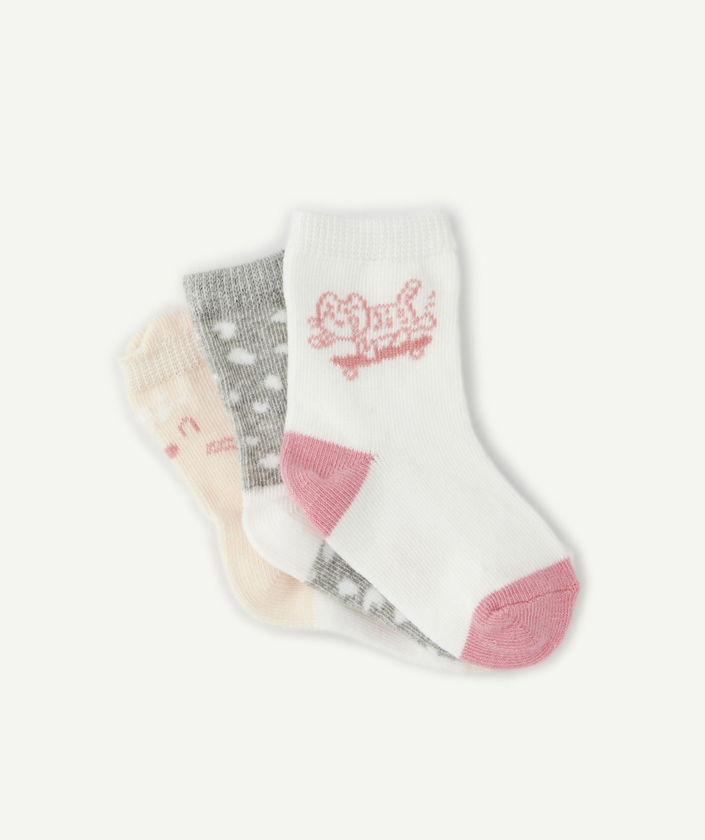 LOT DE 3 PAIRES DE CHAUSSETTES BÉBÉ FILLE THÈME CHAT