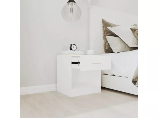 Table de chevet 2 pièces avec tiroir Blanc