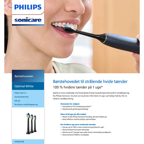 Philips Sonicare W2 Optimal White tandbørstehoveder 3-pak - sort