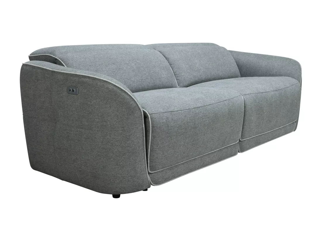 Canapé 3 places et fauteuil relax électrique en tissu chiné gris OZARTO