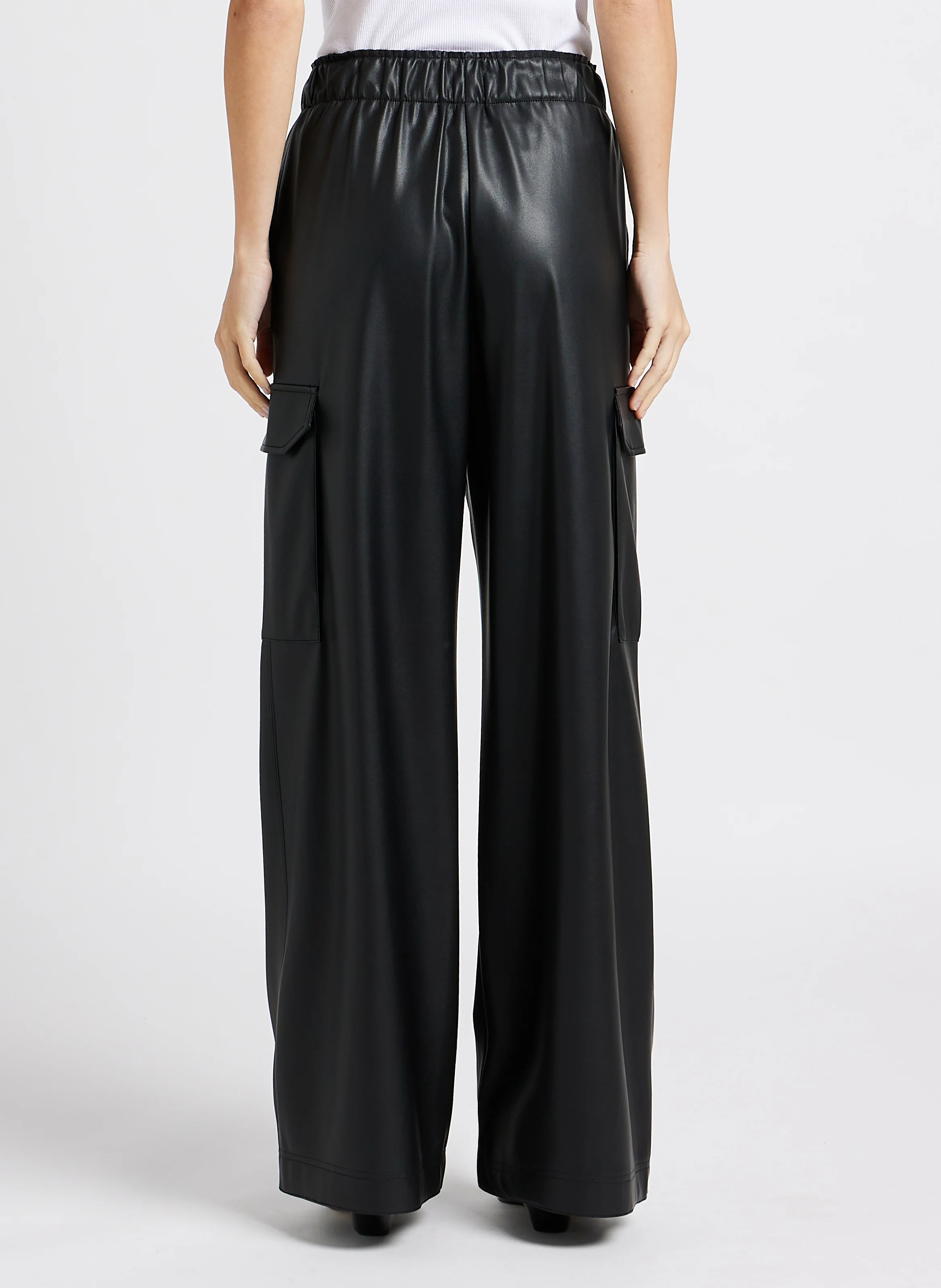 EDIPO - Pantalon large cargo enduit| Noir