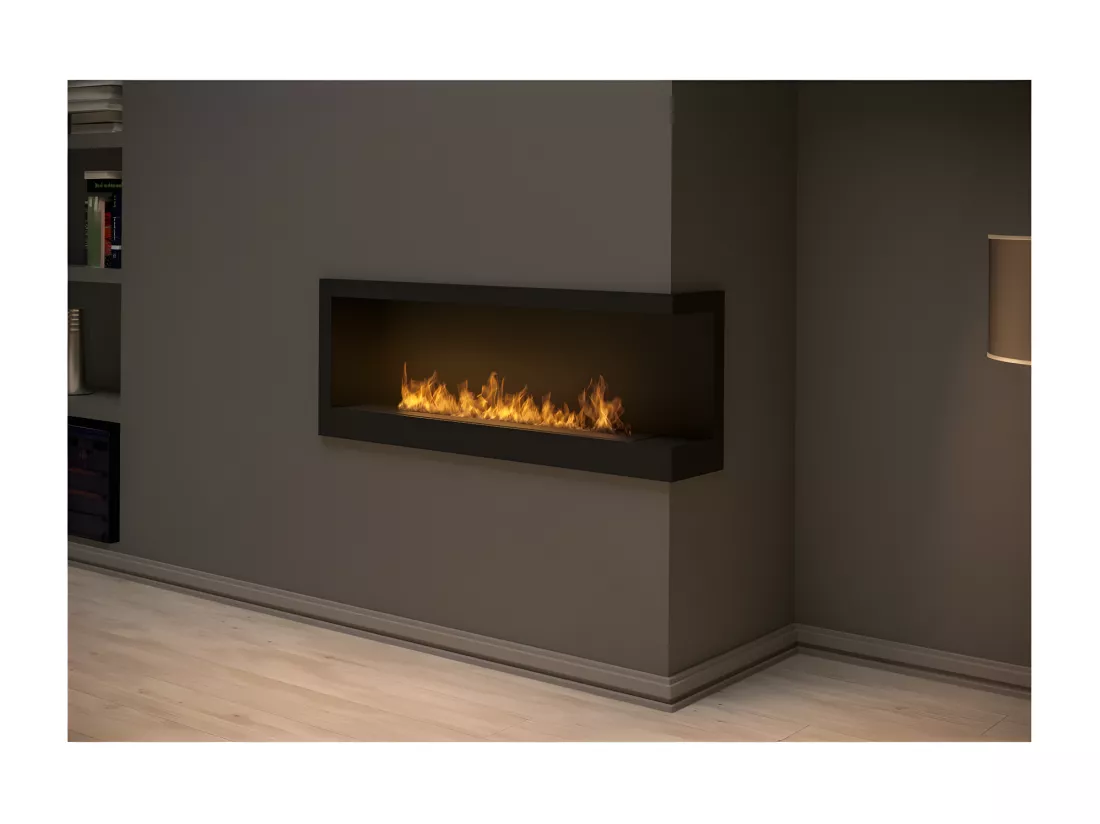 Corner 1200 Right Cheminée au bioéthanol encastrable SimpleFire avec verre