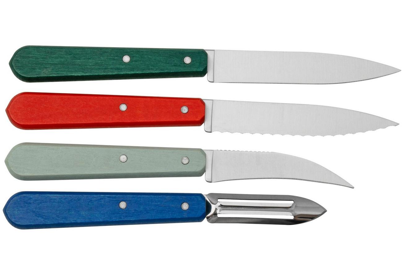 Opinel Les Essentiels Du Cuisinier 002576, 4-delige schilmessenset