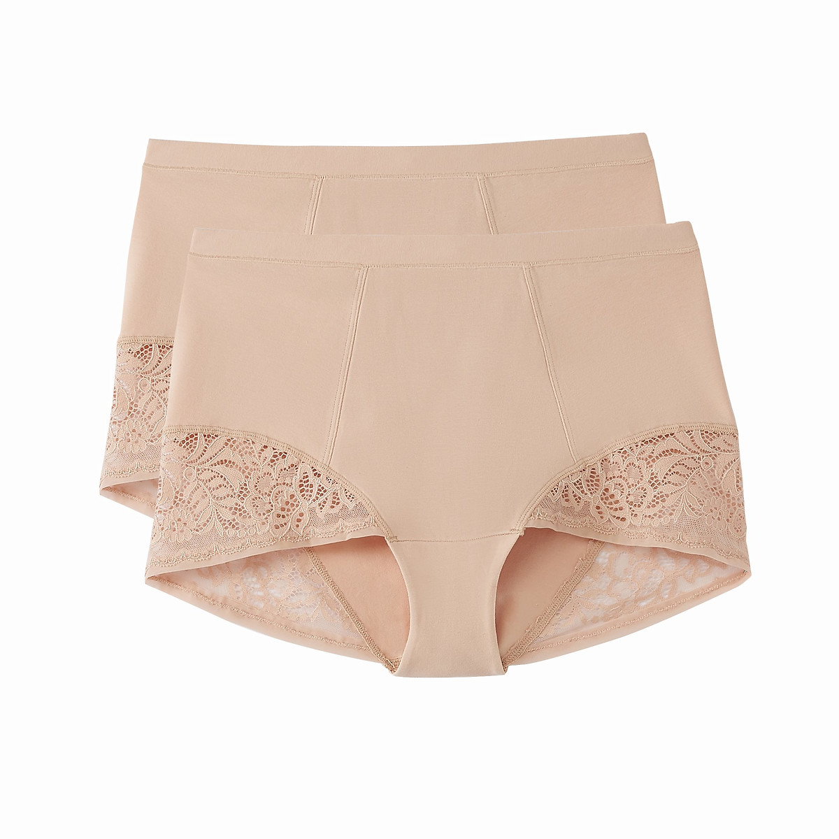 ANNE WEYBURN<br>Conjunto de 2 calcinhas de cintura alta em algodão e renda
