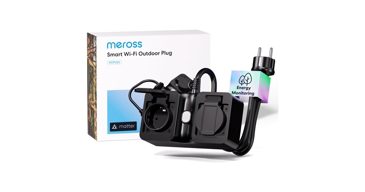MEROSSSmart Wi-Fi Indoor/Outdoor Plug stekkerdoos  (Zwart, Wi-Fi, 2.4 GHz, 1T1R)