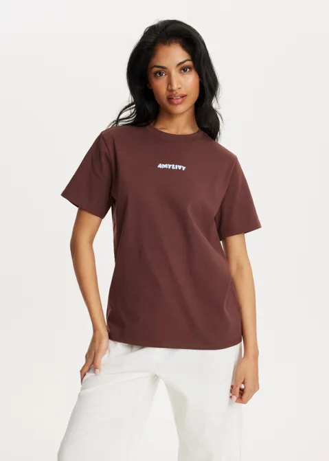 T-shirt met print dream bruin (BRN.D)
