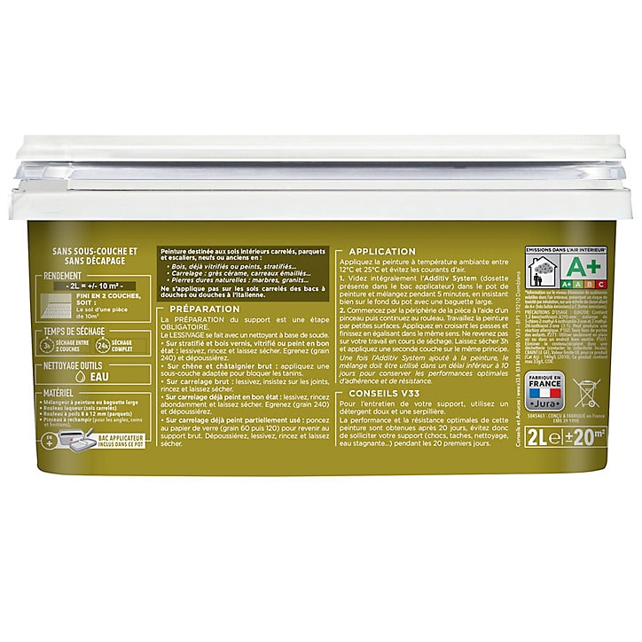 Peinture de rénovation sol et escalier V33 blanc satin 2L