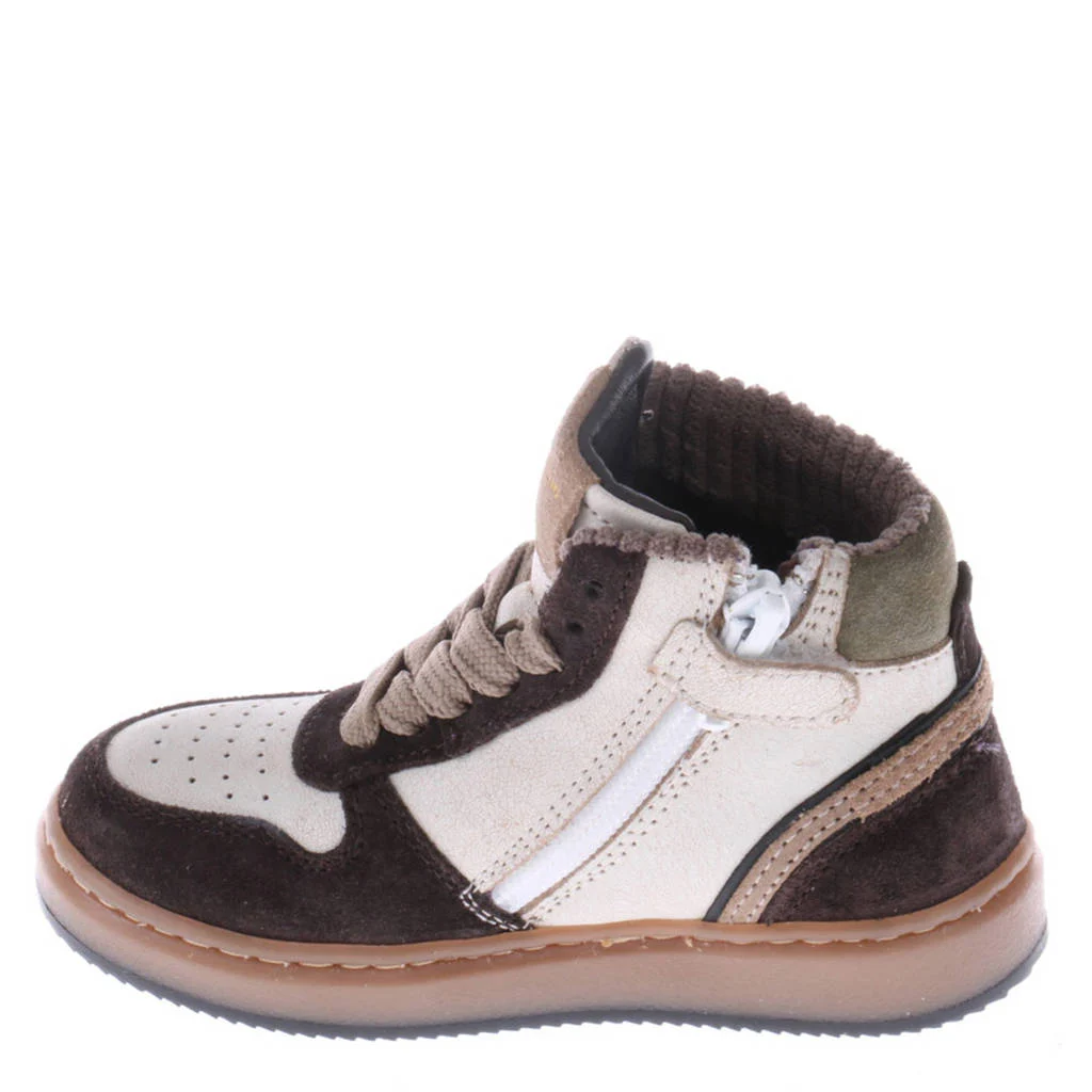 Pinocchio leren sneakers donkerbruin/wit