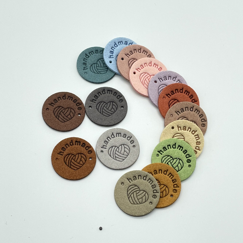 (22er Set) Leder Handmade Etiketten DIY Mercerie Näh Zubehör Bastel Geschenk Deko - Assortiert