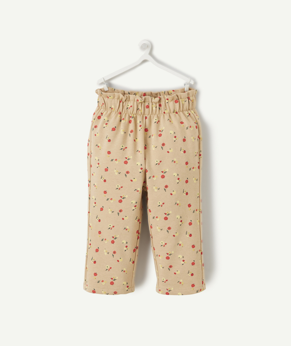 PANTALON DROIT BÉBÉ FILLE EN COTON BIO BEIGE IMPRIMÉ LÉGUMES