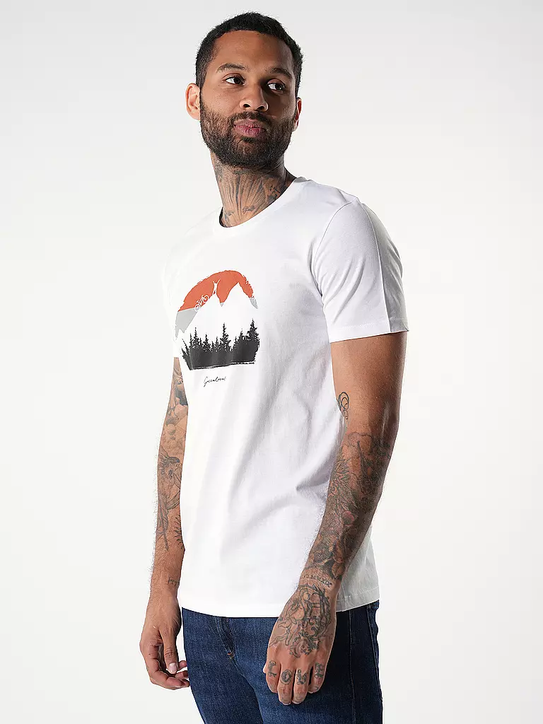 GREENBOMB T-Shirt GUIDE NATURE FOREST HAPPY weiss