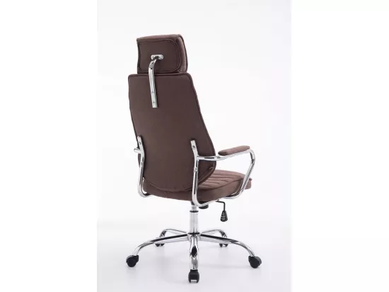 Chaise de bureau - Tissu & Métal chromé - Marron - Rako