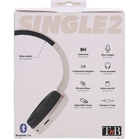 T'nB SINGLE 2 Casque Avec fil &sans fil Arceau Appels/Musique Bluetooth Rose