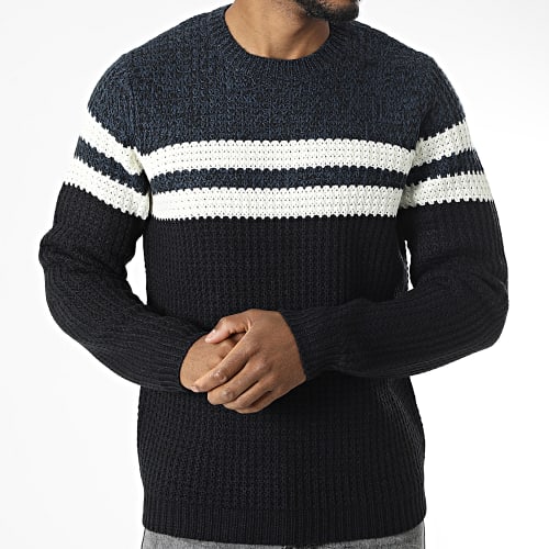Pull Lazlo Noir Bleu Marine Blanc