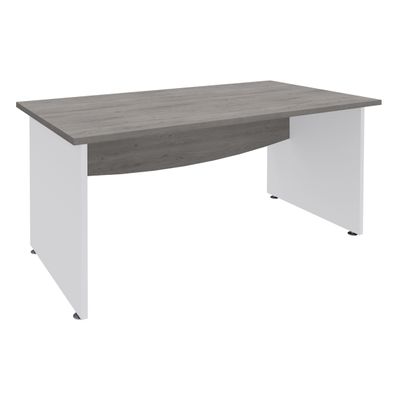Bureau droit DUAL - L120 - Pieds blanc - plateau imitation Chêne gris