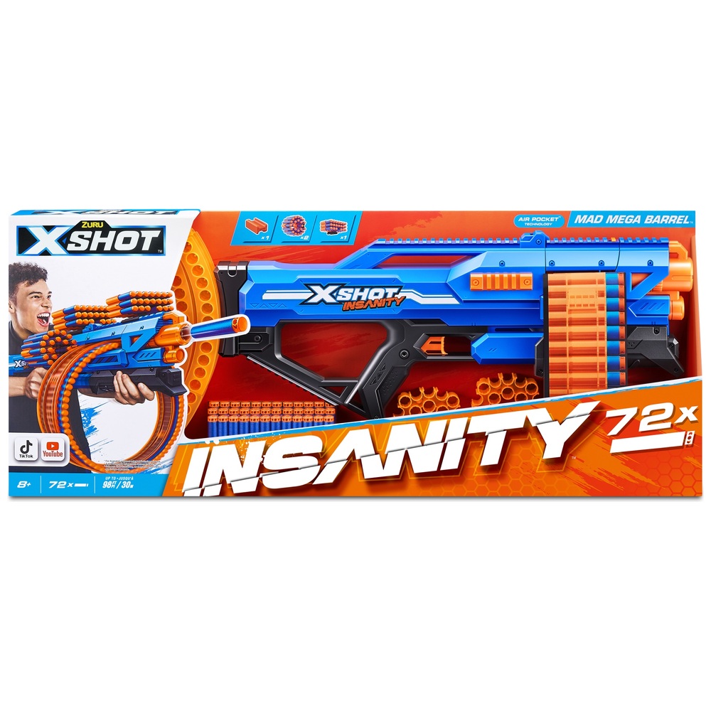 XSHOT Insanity Mad Mega Barrel 72 Darts von Zuru