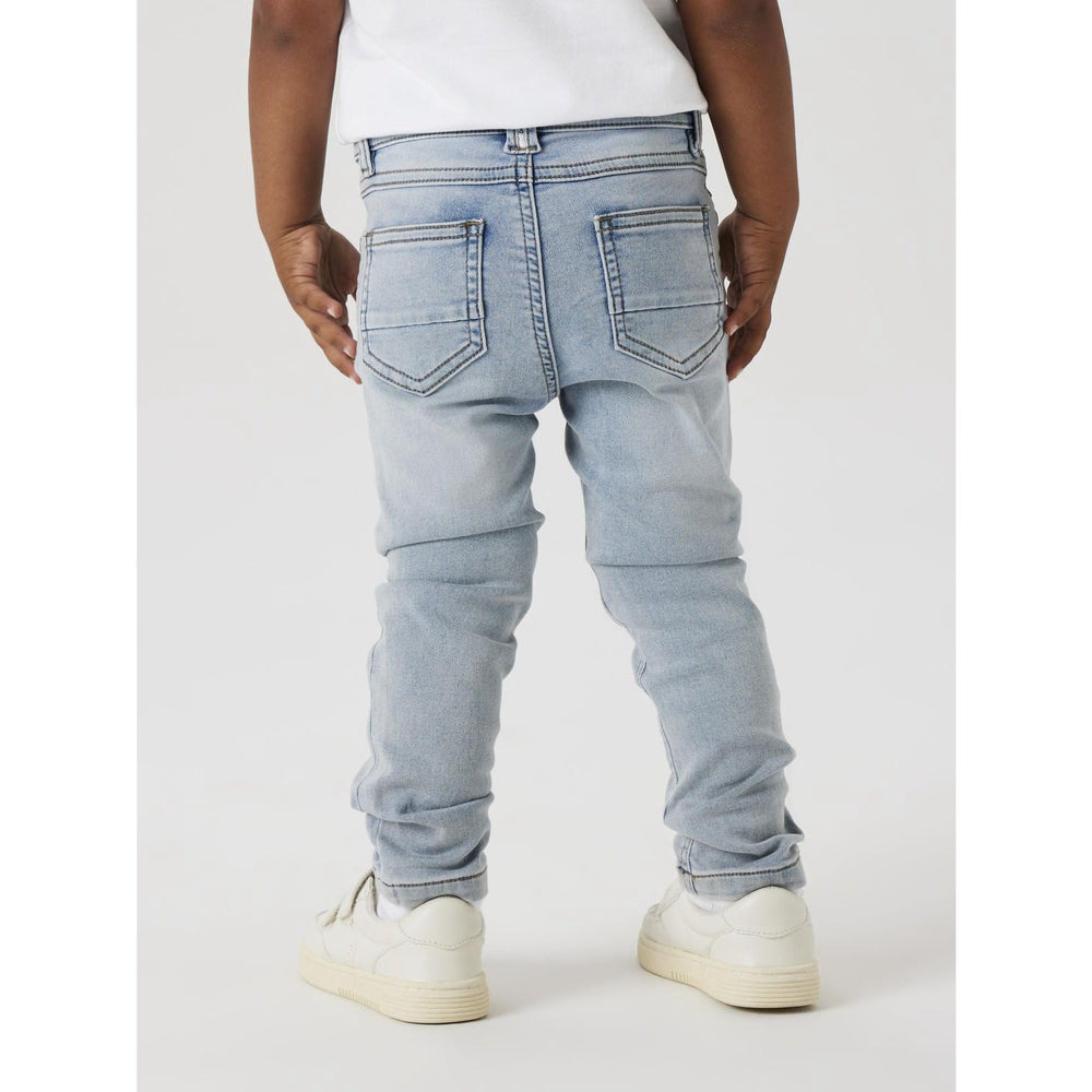 Køb Name It Light Blue Bleached Denim Silas Slim Sweat Jeans Noos