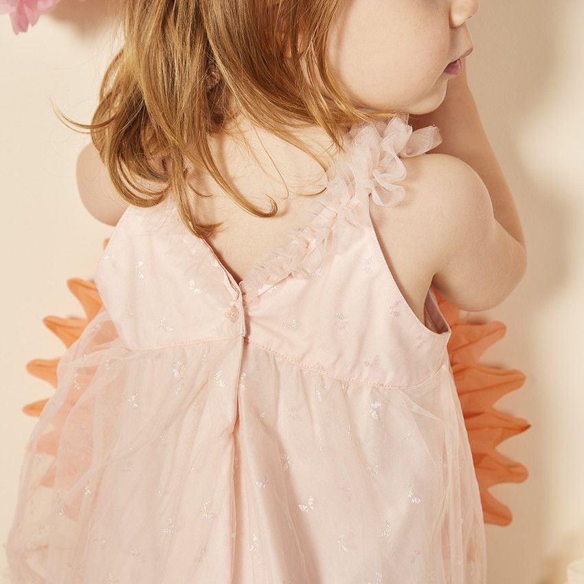 Robe sans manches en tulle imprimés papillons pour bébé fille - Rose