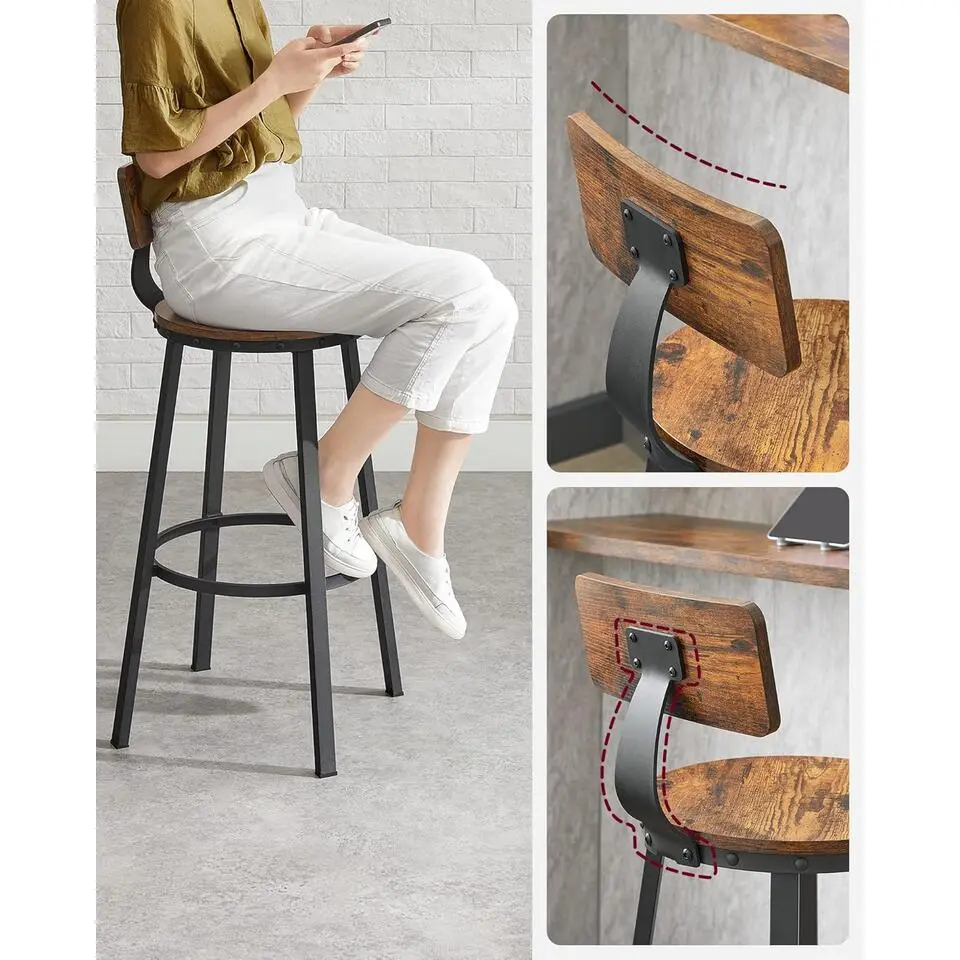Set van 2 barkrukken - industrieel ontwerp - vintage bruin