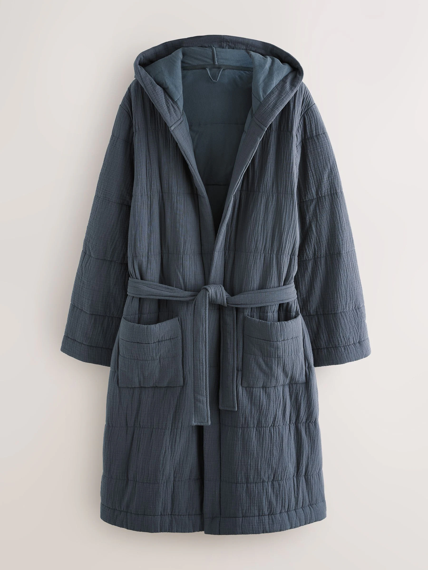 Leisteen grijs - Quilted Cheesecloth Dressing Gown