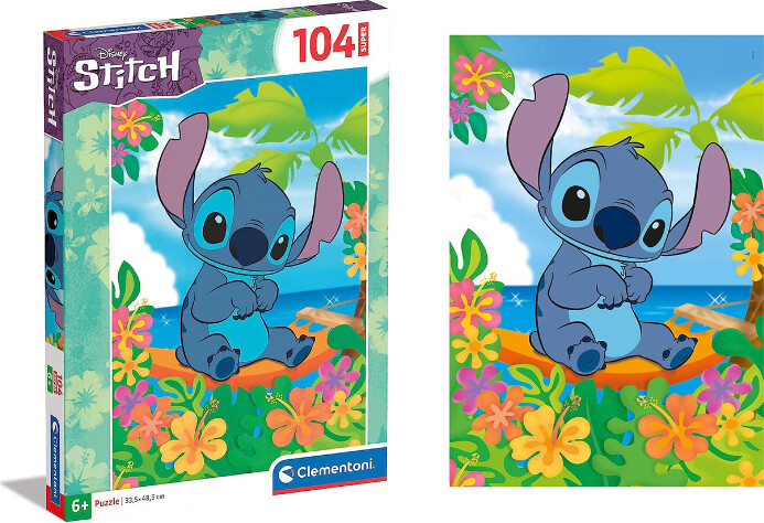 Disney Puslespil - Stitch - Super Color - 104 Brikker - Clementoni