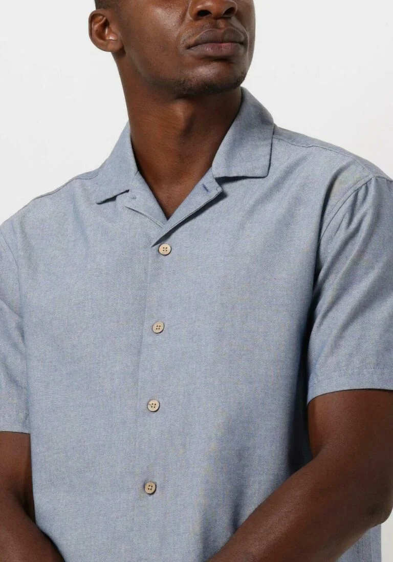 ANERKJENDT blauwe anerkjendt casual overhemd akleon s/s cot/linen shirt