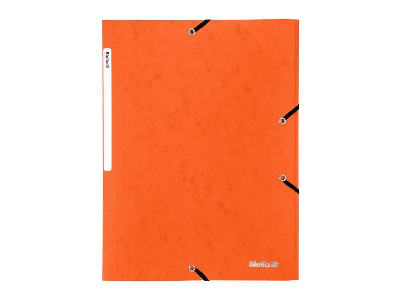 Biella Gummibandmappe A4 Karton, Orange Vertikalmappe mit 3 Klappen
