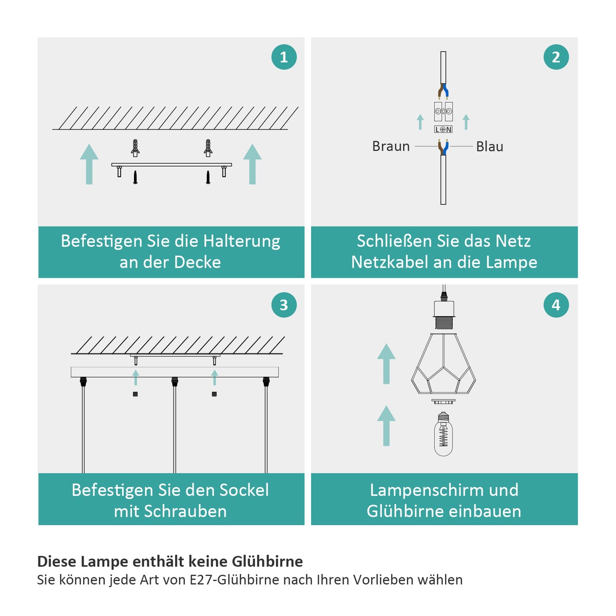 EMKE Retro Hanglamp - Industriële metalen hanglamp met geometrisch design voor E27, 3-lichts plafondlamp, in hoogte verstelbaar (lamp niet inbegrepen)