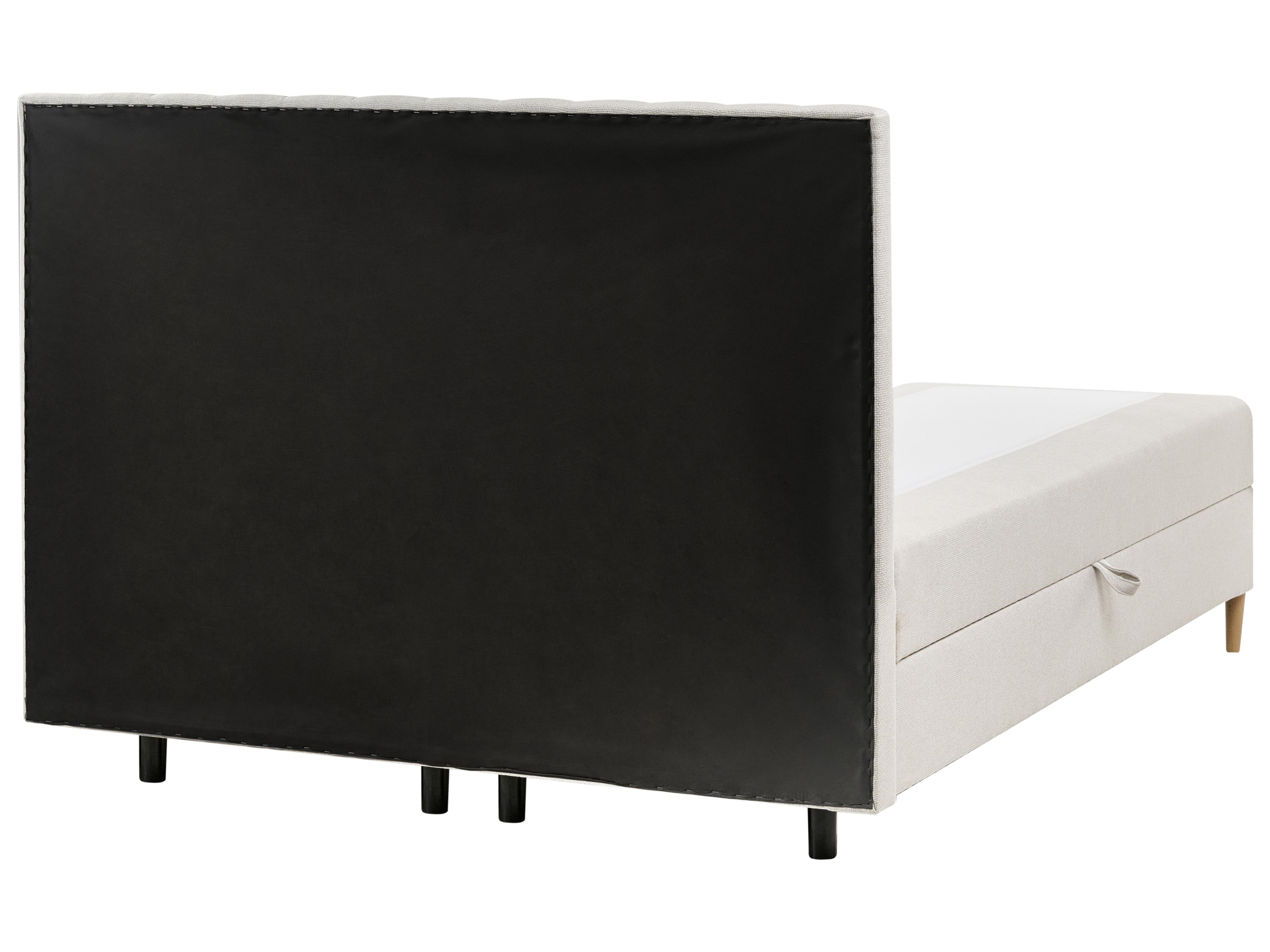 Boxspring met opbergruimte Stof OFFICER 160 x 200 cm Gebroken wit