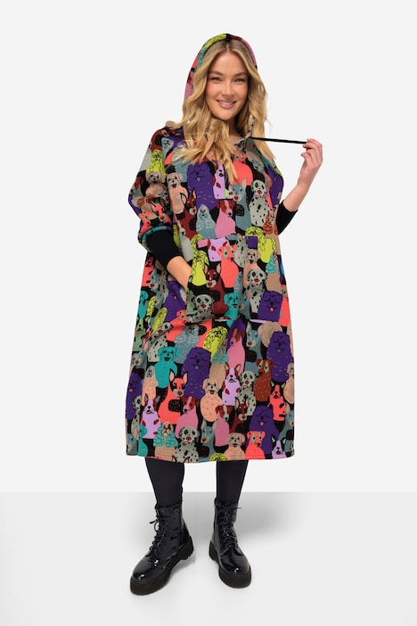 Kapuzen Sweatkleid bedruckt