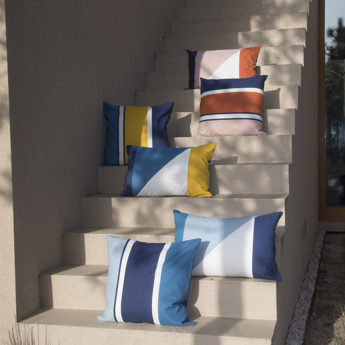 Febronie Housse de coussin d'extérieur Colorblock terracotta - 60x40 cm