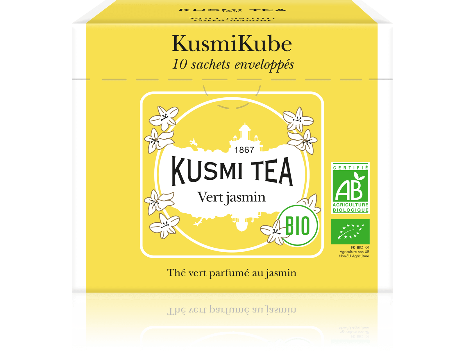Vert Jasmin-Thé vert bio au jasmin Boîte de 10 sachets enveloppés