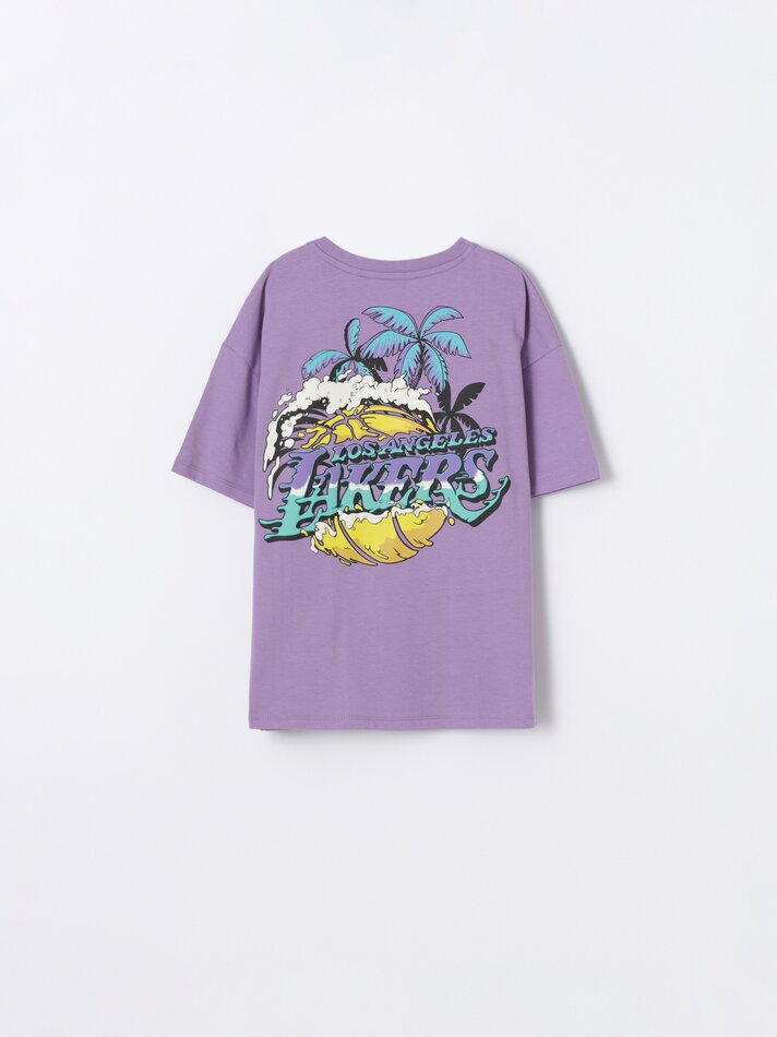 Camiseta Los Angeles Lakers NBA Maxi Print Back - Roxo Claro