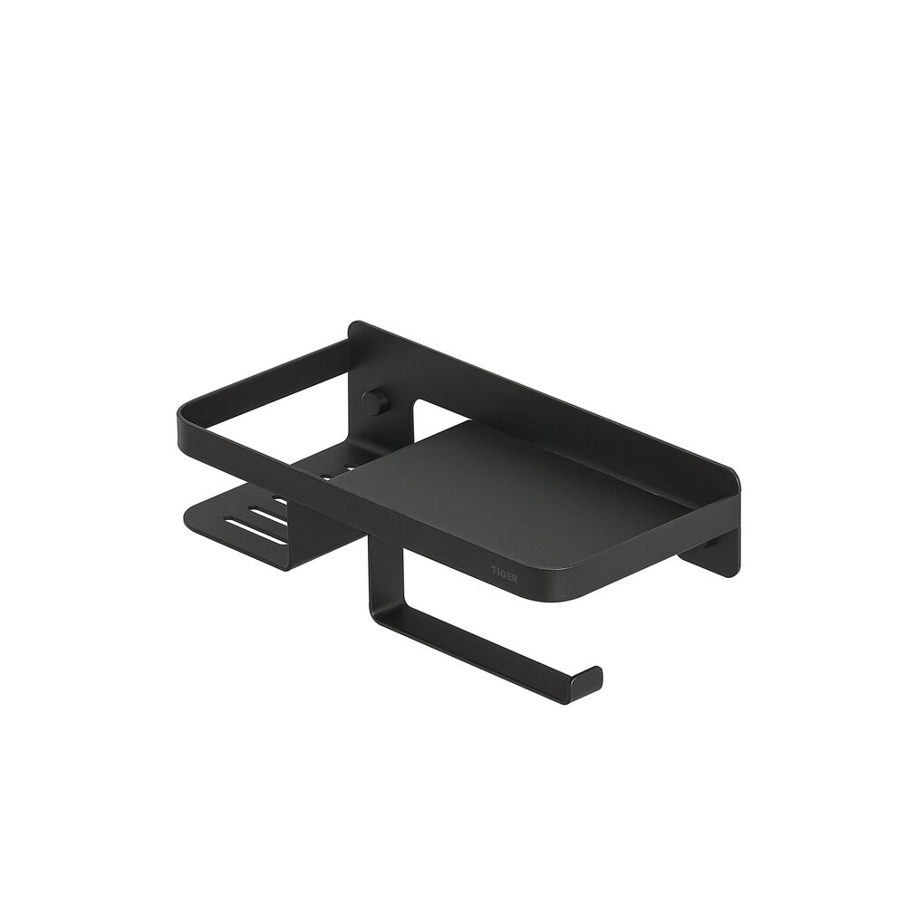 Tiger Caddy toiletrolhouder met planchet zwart