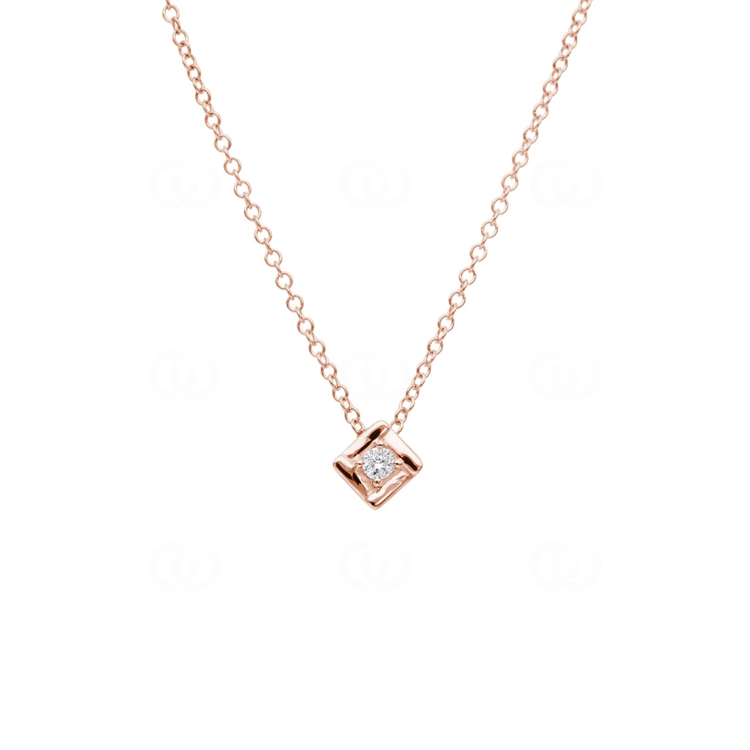 Collier mit Anhänger 750/18 K Roségold mit Diamant 0.04ct H/Si