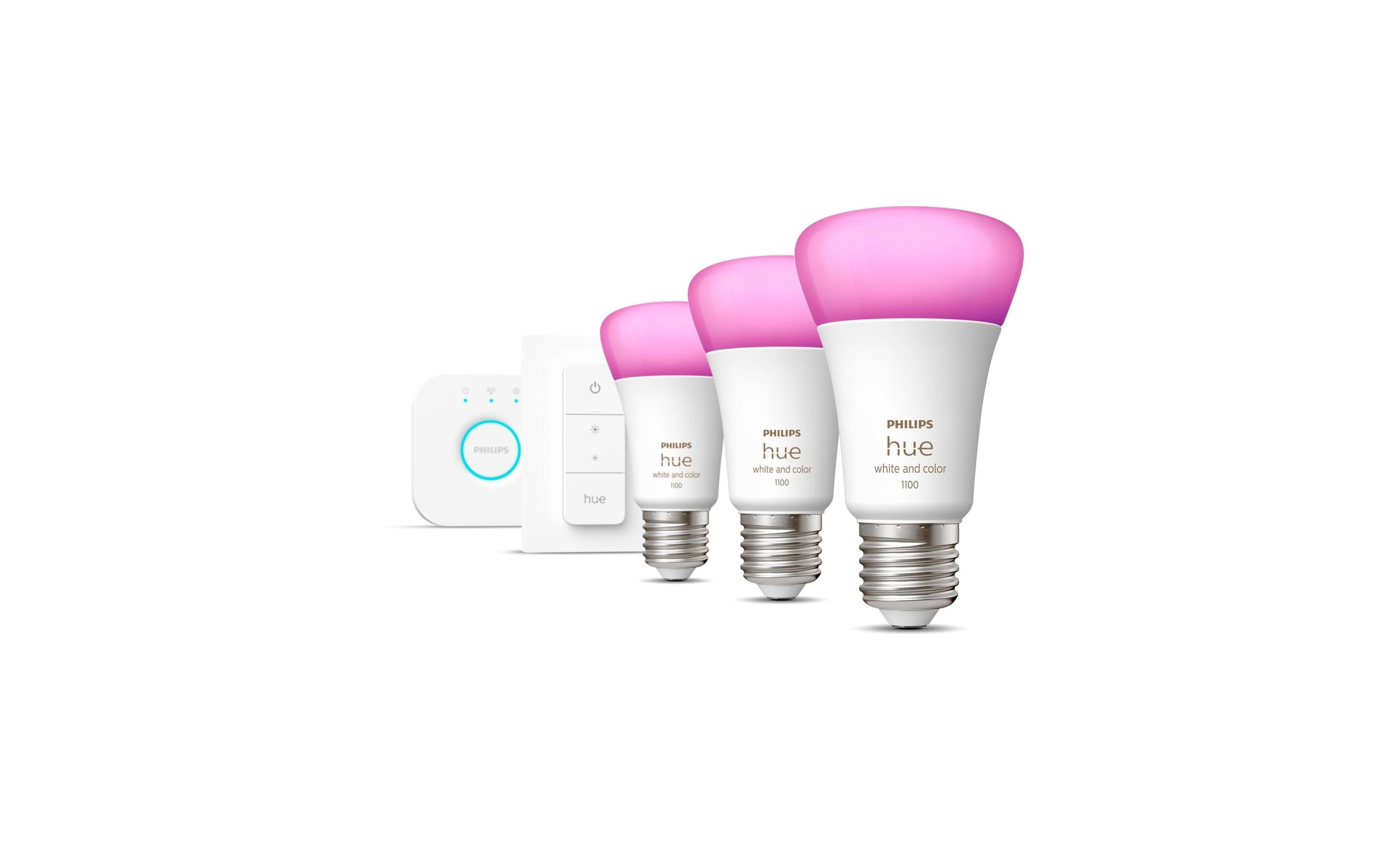 White & Color Ambiance E27 3er Starter Set 1100 lm + Dimmer<br>Starterset