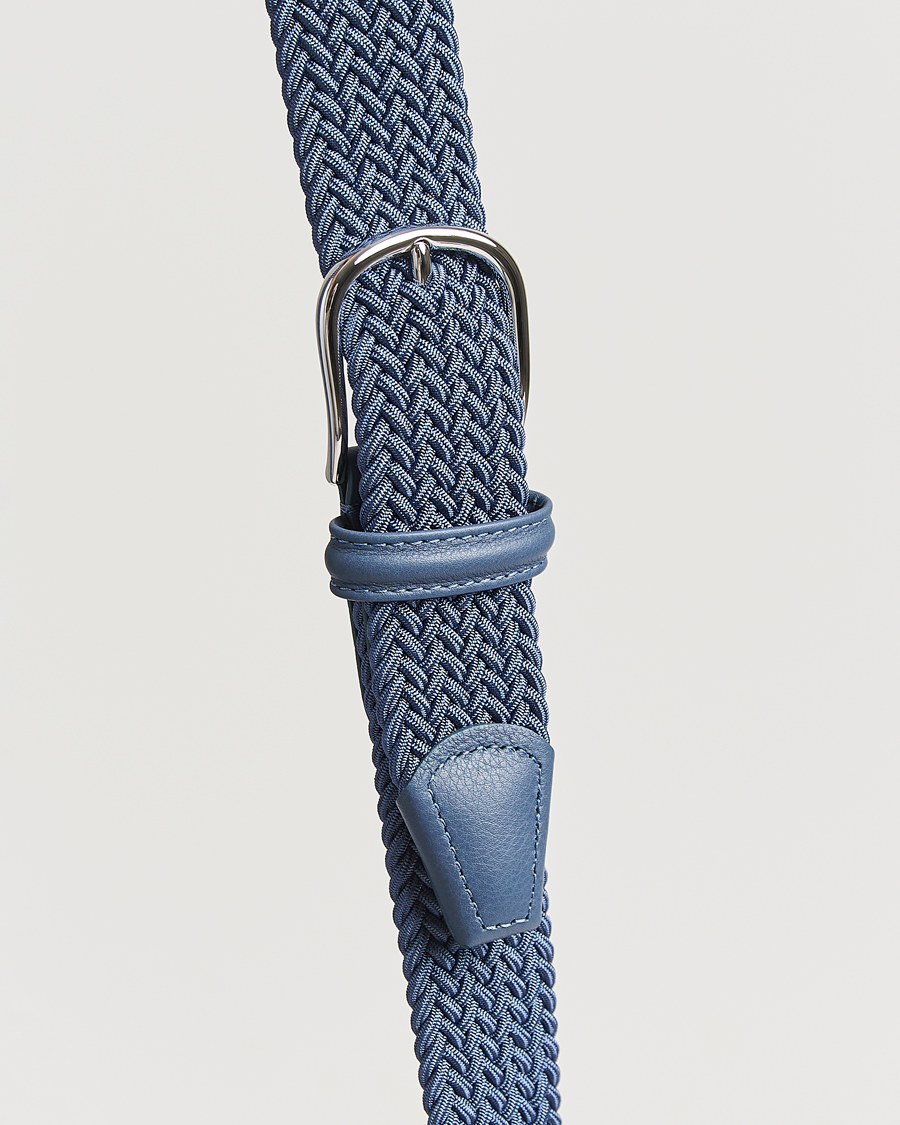 Anderson's Stretch Woven 3,5 cm Belt Air Force Blue