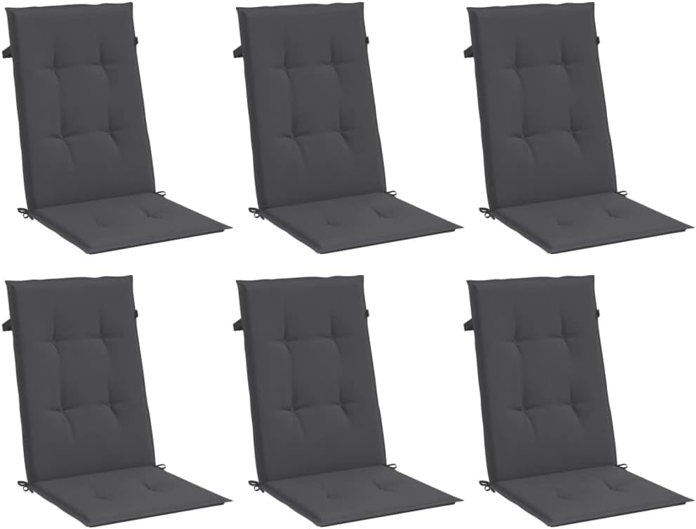 vidaXL Hochlehner-Auflagen 6 STK. Melange Anthrazit 120x50x4 cm Stoff