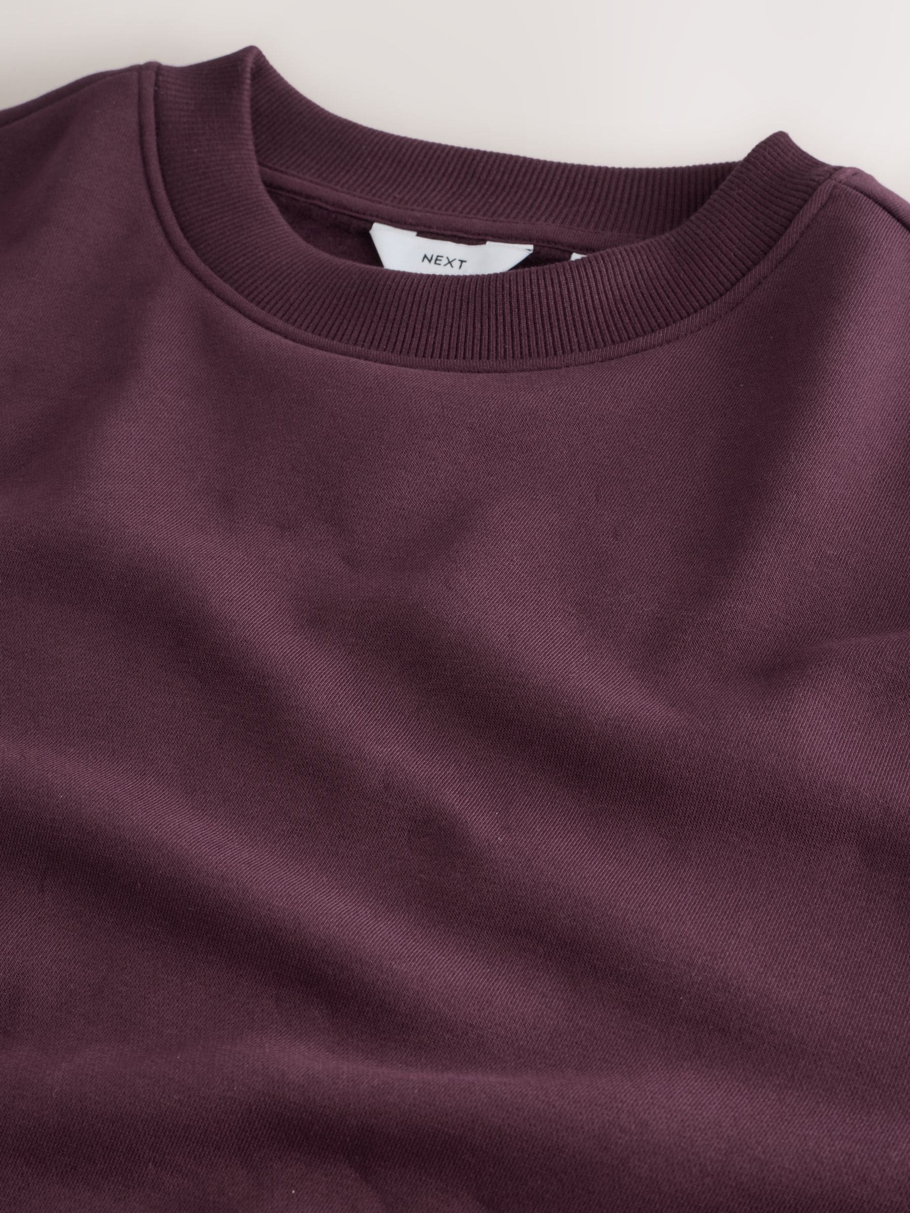 Bordeauxrood - Normale Pasvorm - Dik sweatshirt met ronde hals en hoog katoengehalte