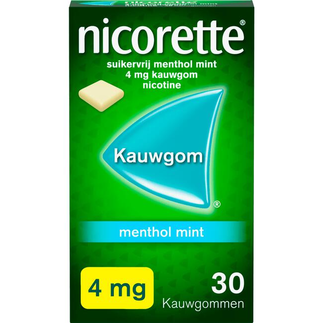 Nicorette suikervrij Kauwgom mint 4mg 30 stuks