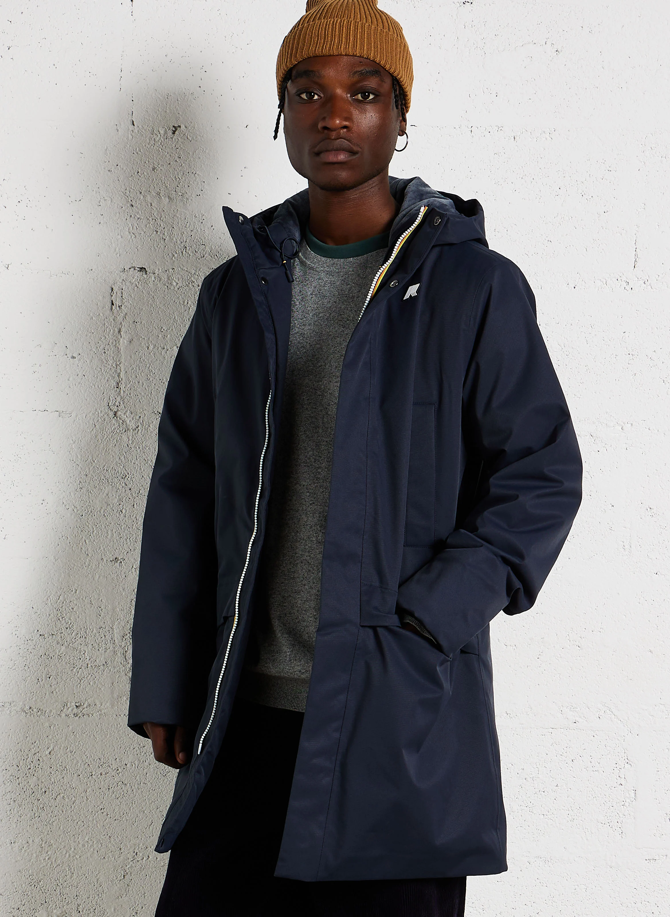 JARNO TWILL MARMOTTA - Veste longue col montant | Bleu