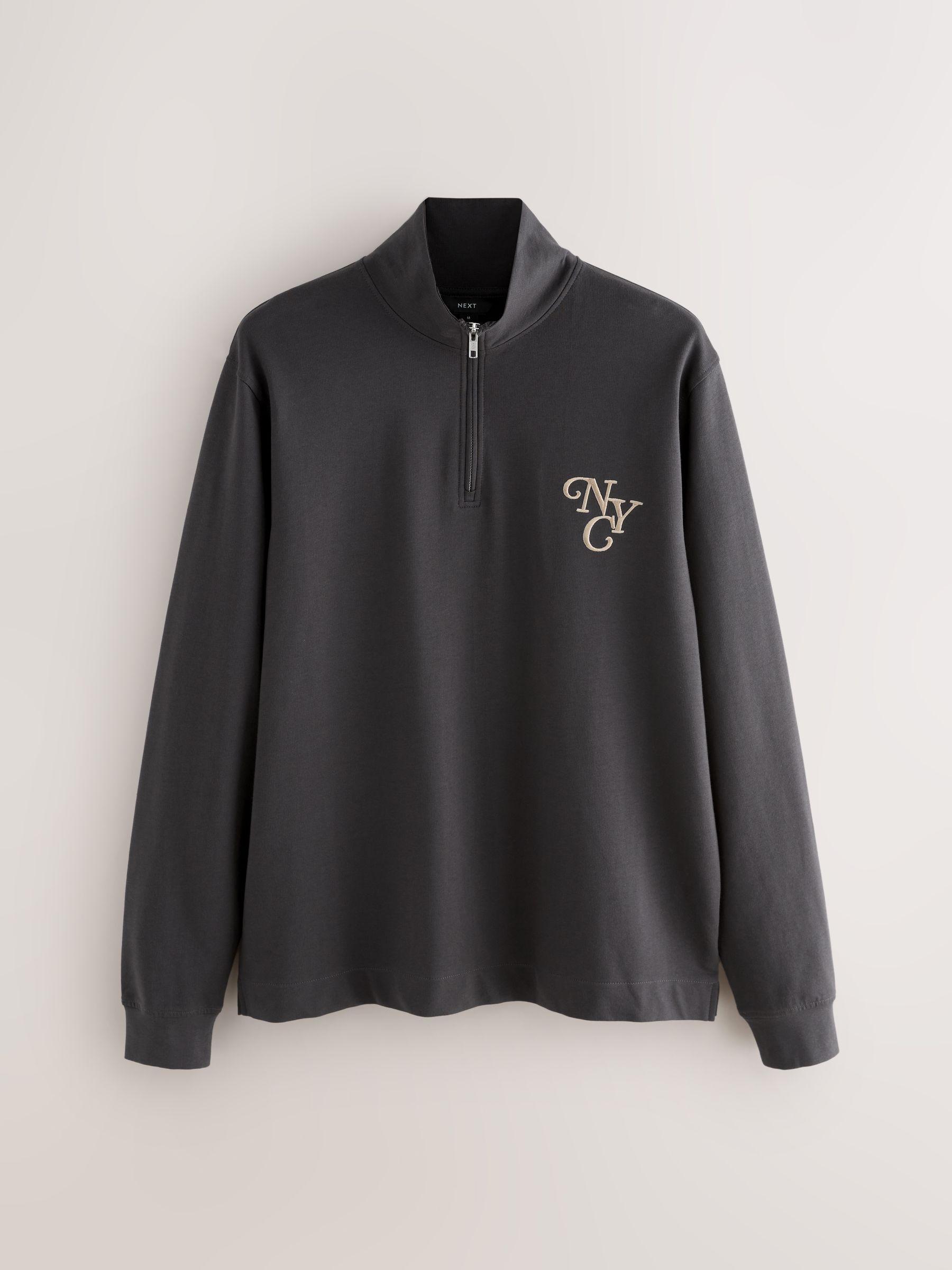Leisteen grijs - Long Sleeve Embroidered Quarter Zip Pyjamas Set