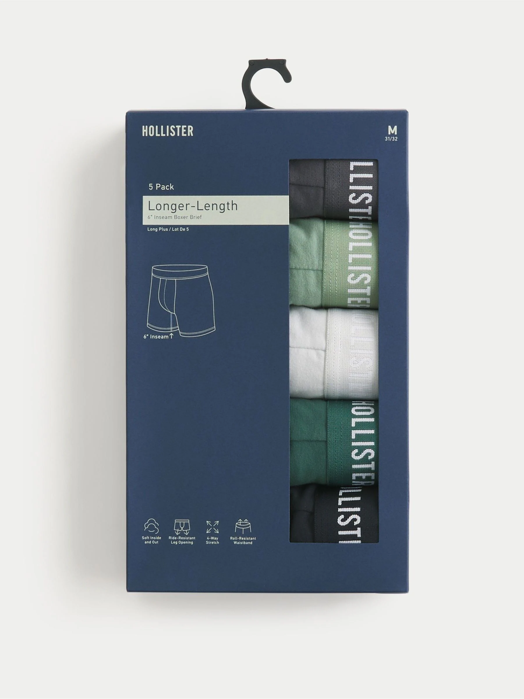 Donkergroen - Hollister Boxers 5 Pack