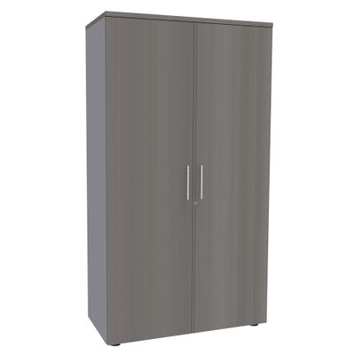 Armoire haute IRIS - H180 x L80 x P47 - 2 portes - Corps aluminium - Dessus et portes imitation Chêne gris