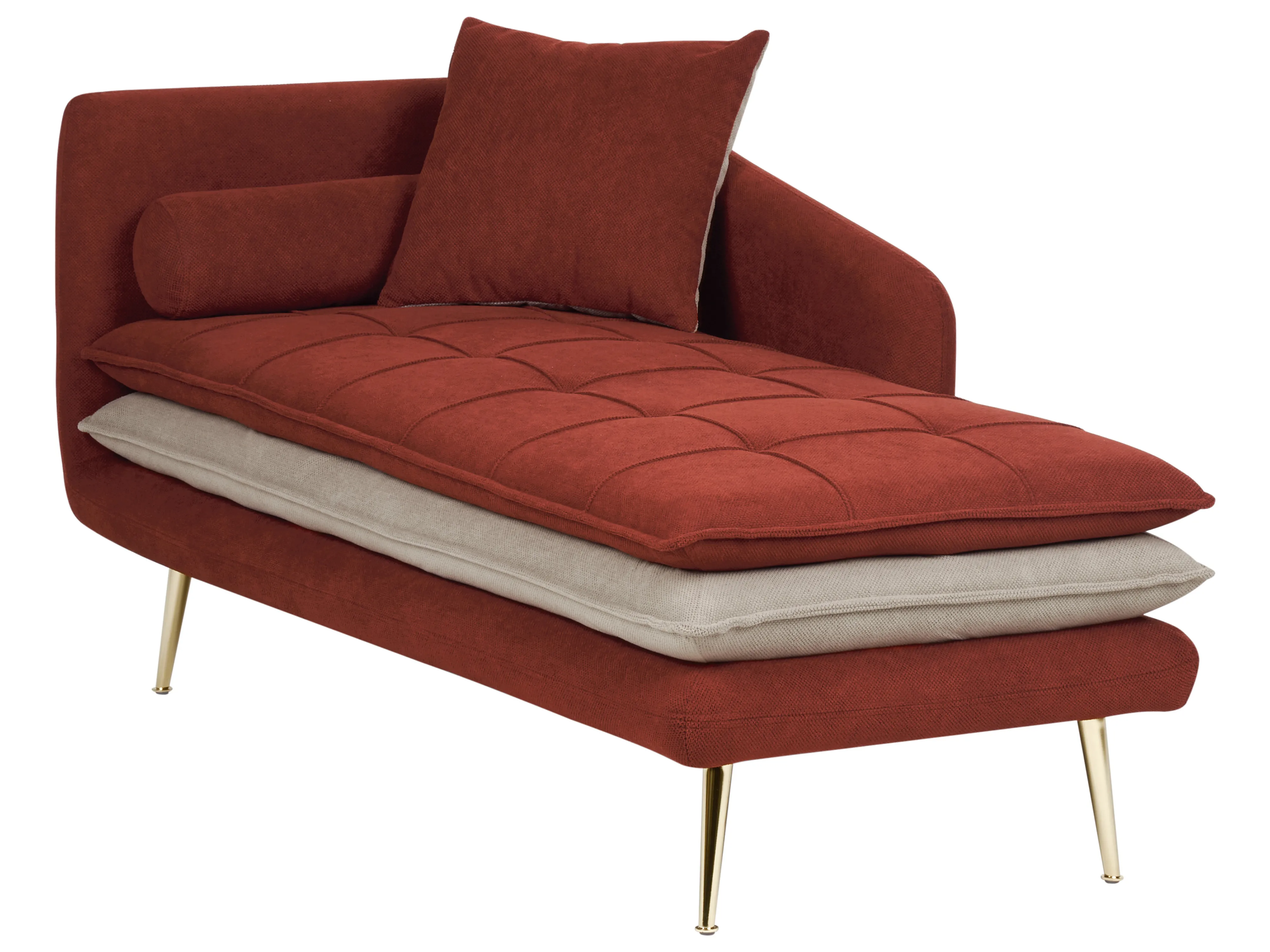 Linkszijdige chaise longue GONESSE Stof Rood